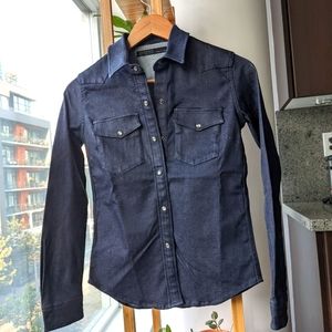 NWOT XS AllSaints dark denim shirt with stretch